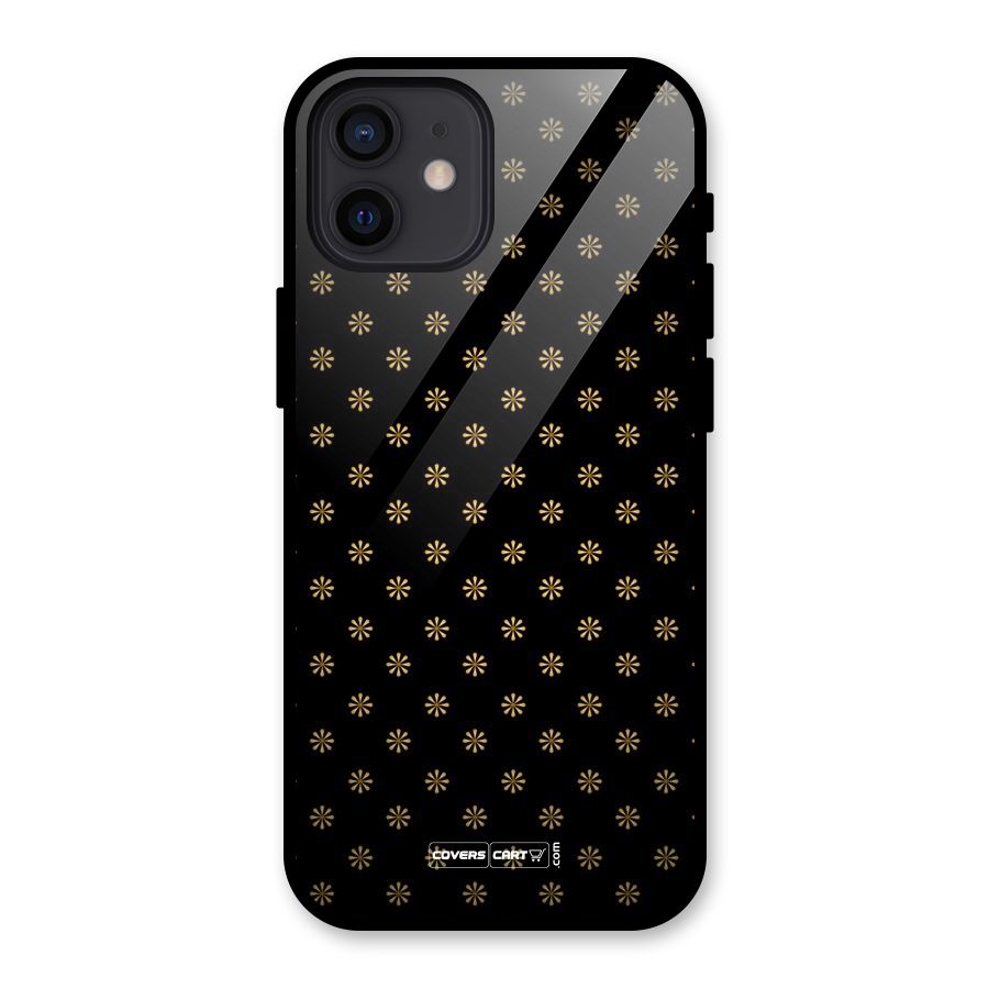 Golden Flowers Glass Back Case for iPhone 12