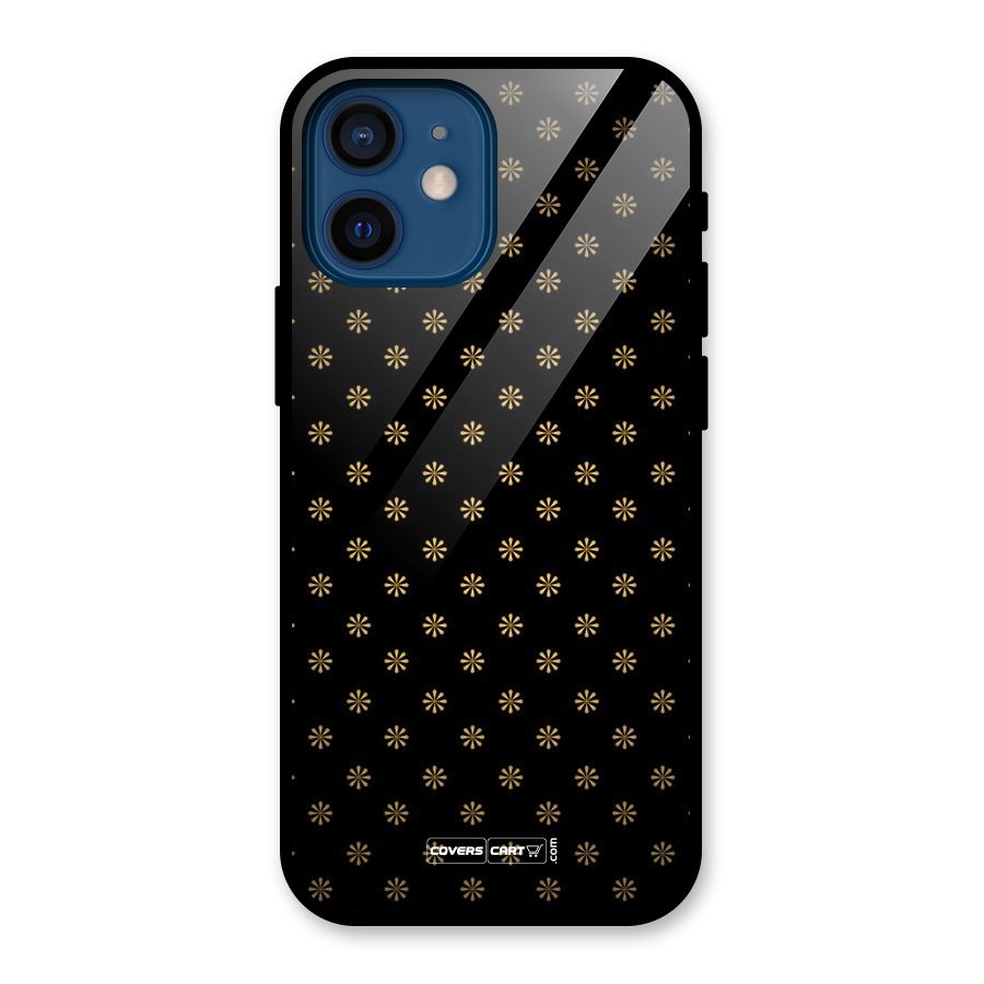Golden Flowers Glass Back Case for iPhone 12 Mini