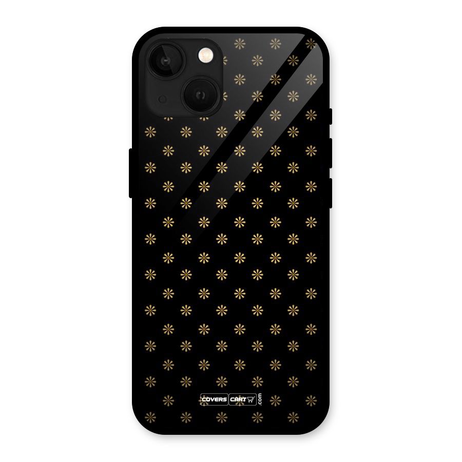 Golden Flowers Glass Back Case for iPhone 13