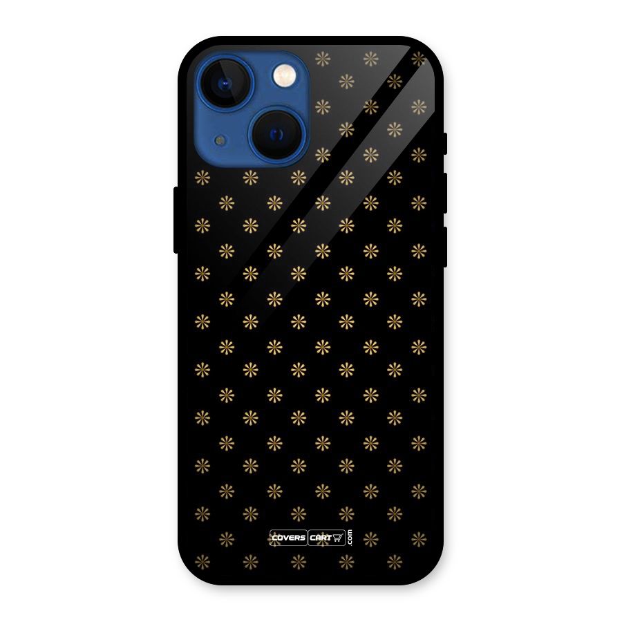 Golden Flowers Glass Back Case for iPhone 13 Mini