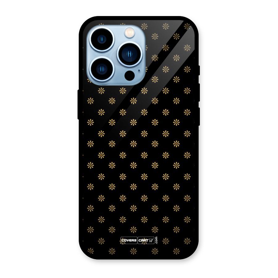 Golden Flowers Glass Back Case for iPhone 13 Pro