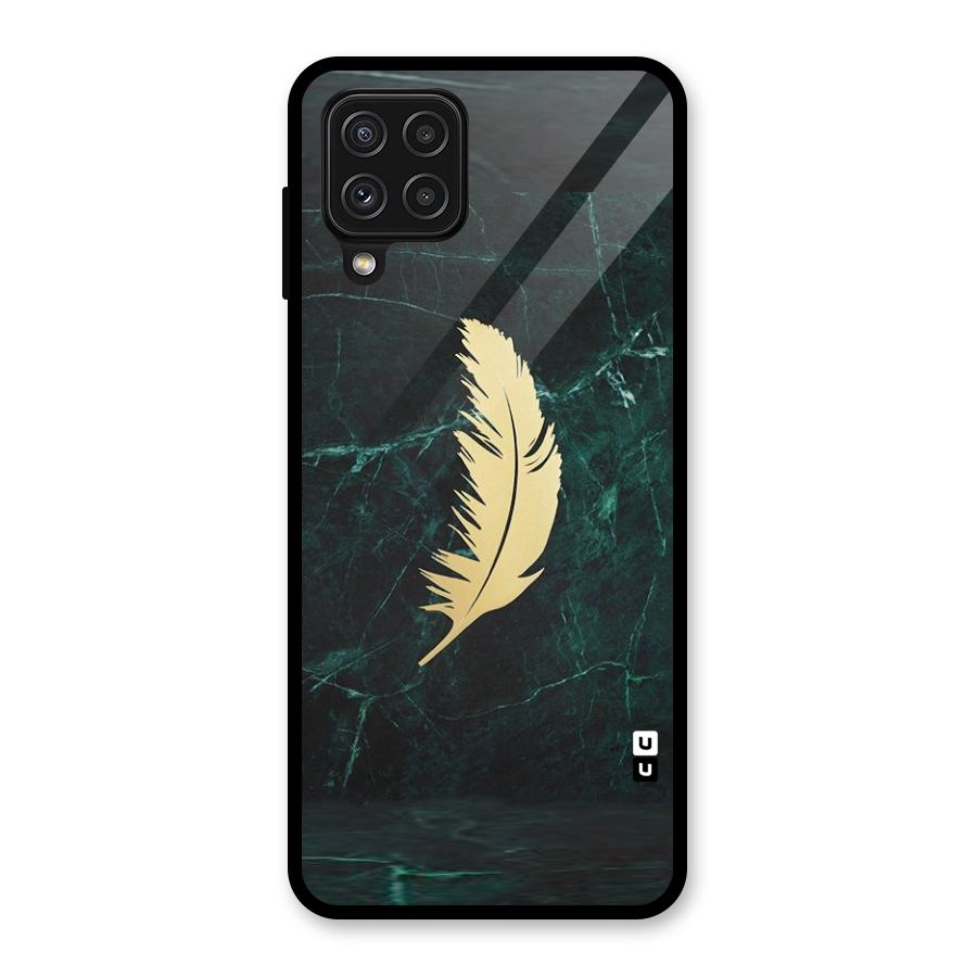 Golden Leaf Glass Back Case for Galaxy A22 4G