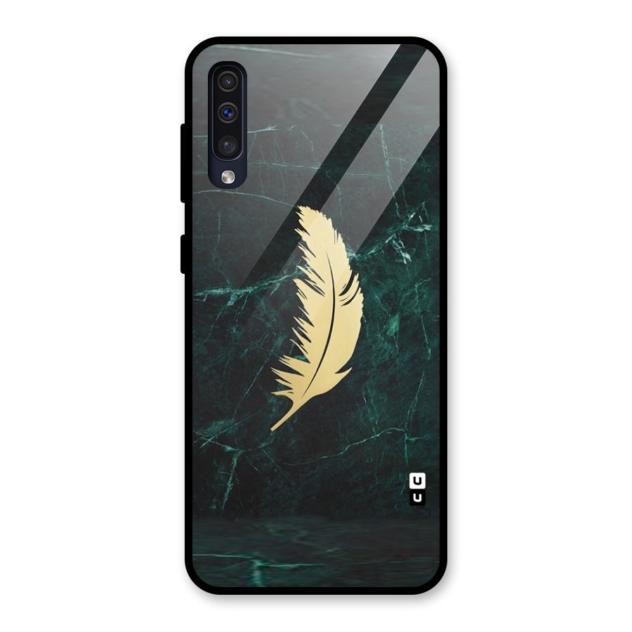 Golden Leaf Glass Back Case for Galaxy A50