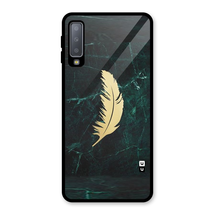 Golden Leaf Glass Back Case for Galaxy A7 (2018)