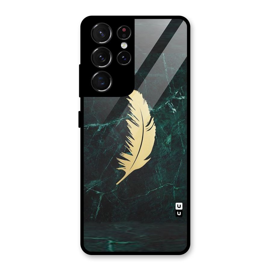 Golden Leaf Glass Back Case for Galaxy S21 Ultra 5G