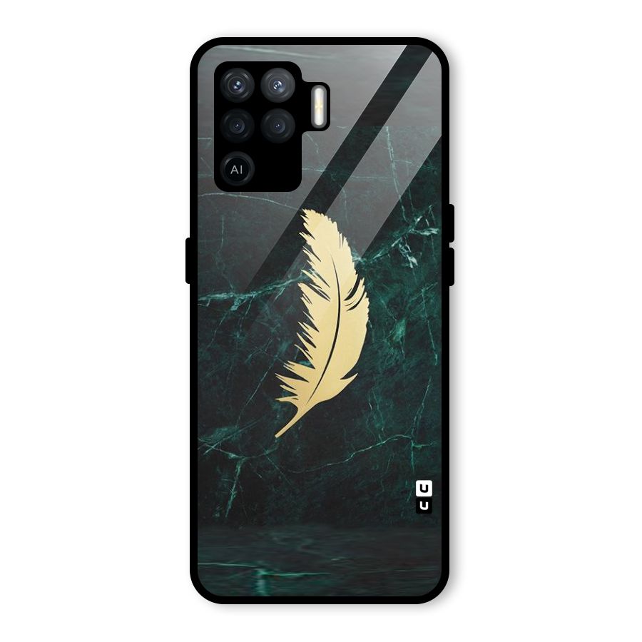 Golden Leaf Glass Back Case for Oppo F19 Pro
