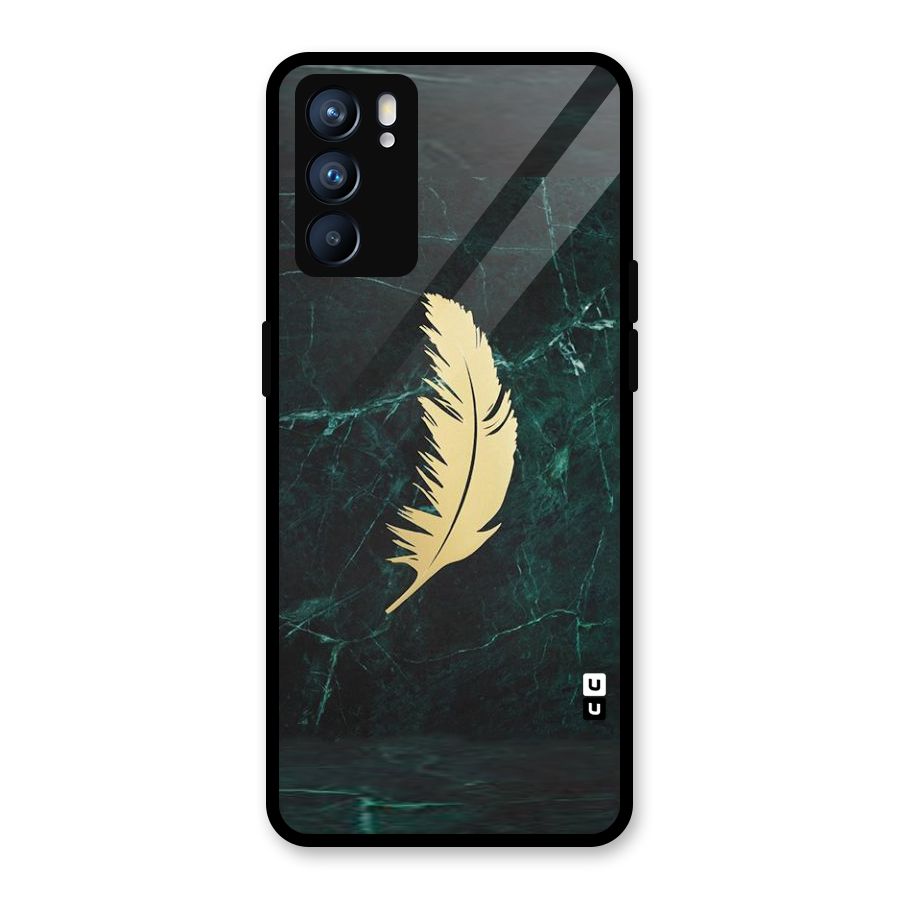 Golden Leaf Glass Back Case for Oppo Reno6 5G