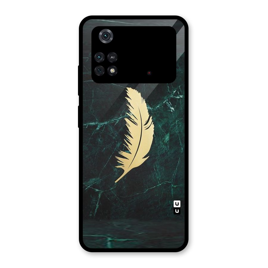 Golden Leaf Glass Back Case for Poco M4 Pro 4G