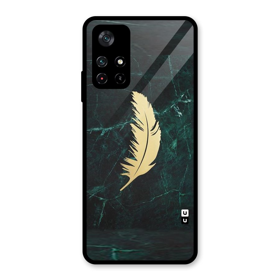 Golden Leaf Glass Back Case for Poco M4 Pro 5G