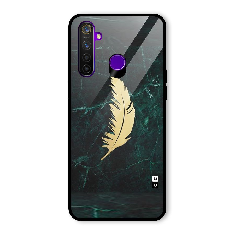Golden Leaf Glass Back Case for Realme 5 Pro