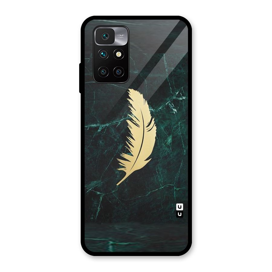 Golden Leaf Glass Back Case for Redmi 10 Prime