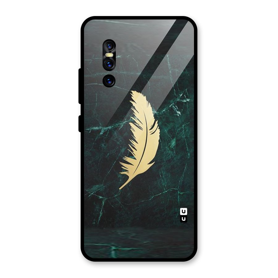 Golden Leaf Glass Back Case for Vivo V15 Pro