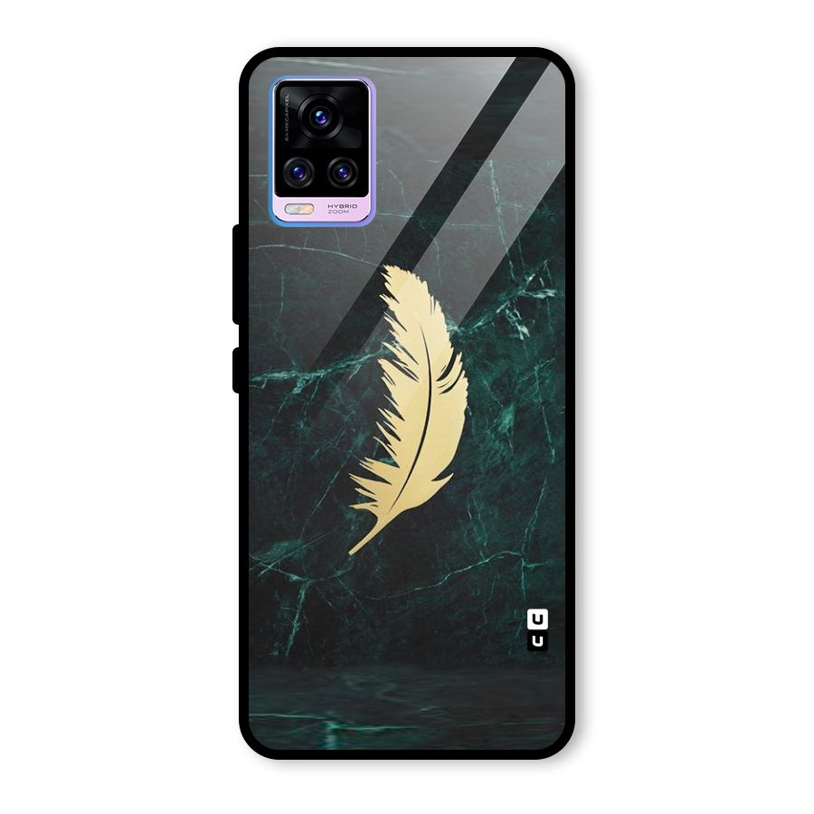 Golden Leaf Glass Back Case for Vivo V20 Pro