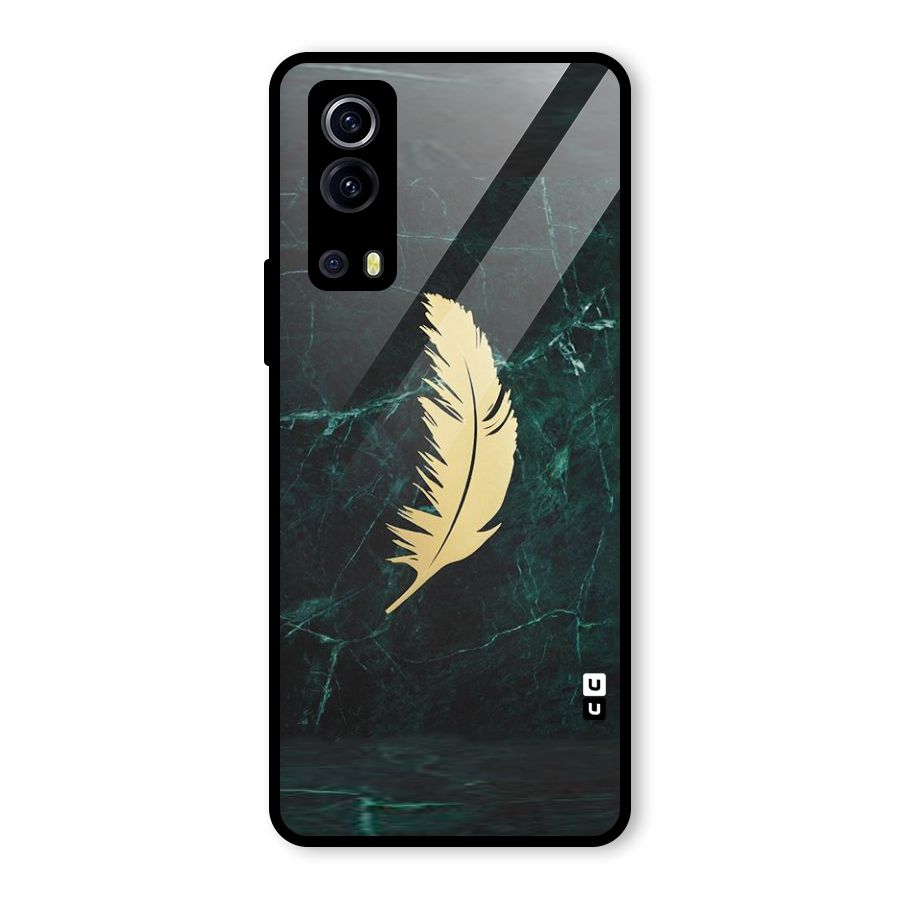 Golden Leaf Glass Back Case for Vivo iQOO Z3