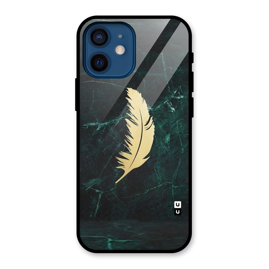 Golden Leaf Glass Back Case for iPhone 12 Mini