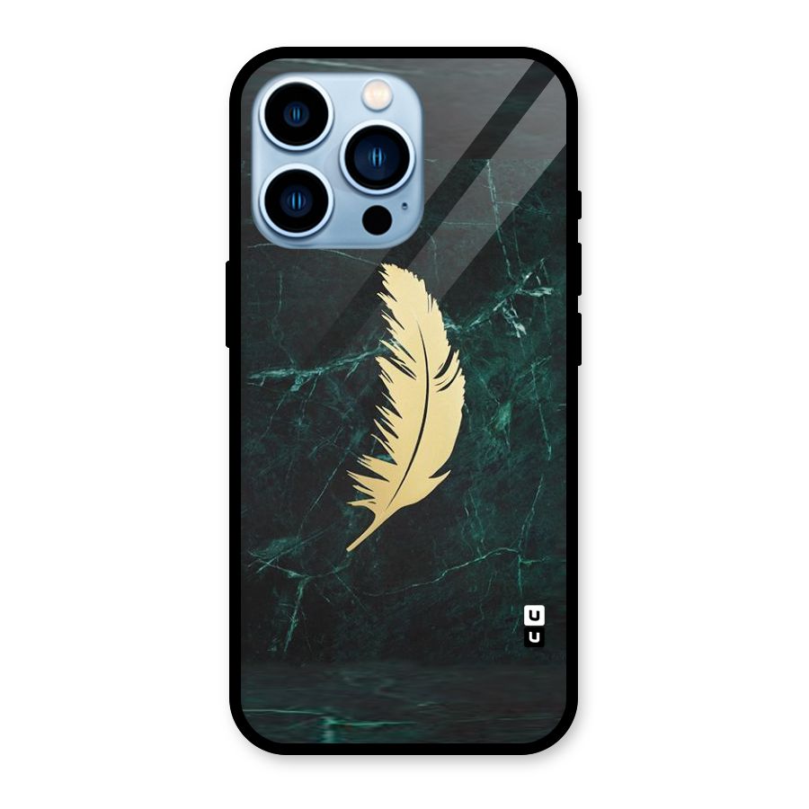 Golden Leaf Glass Back Case for iPhone 13 Pro