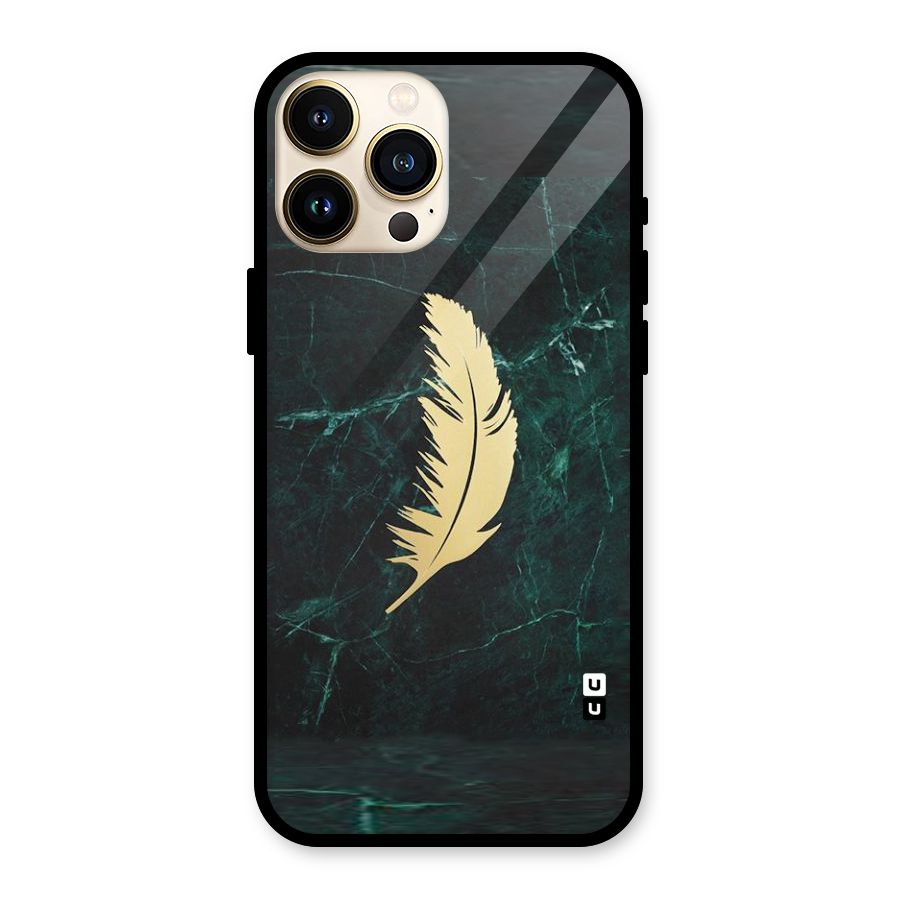 Golden Leaf Glass Back Case for iPhone 13 Pro Max