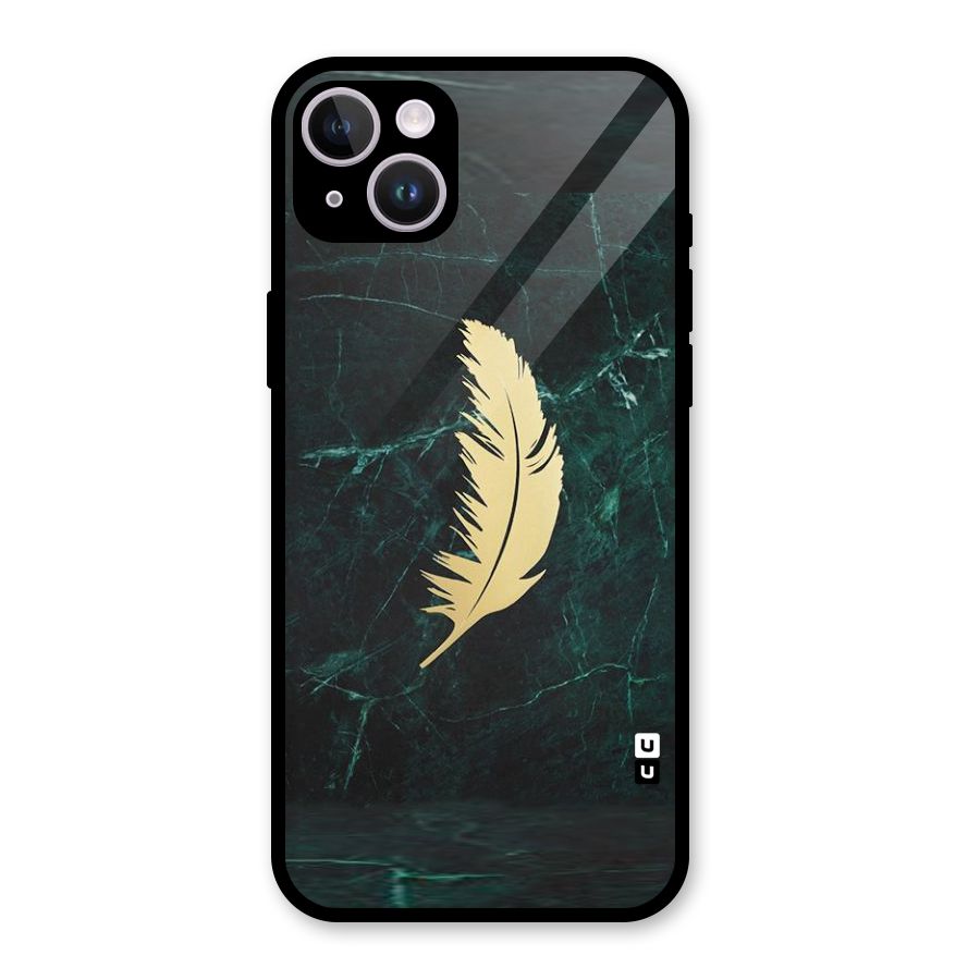 Golden Leaf Glass Back Case for iPhone 14 Plus
