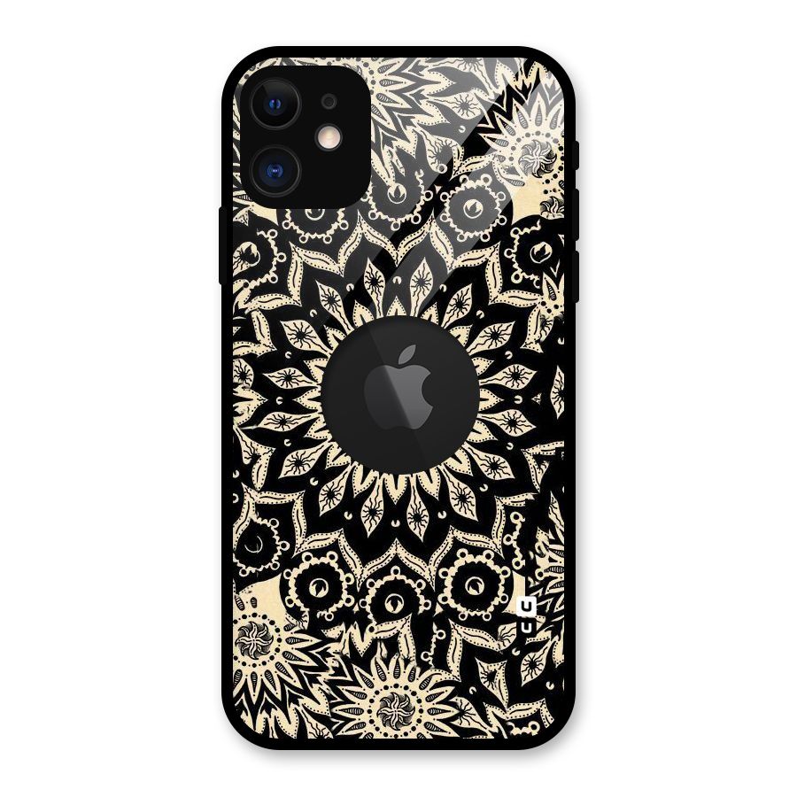 Golden Mandala Glass Back Case for iPhone 11 Logo Cut