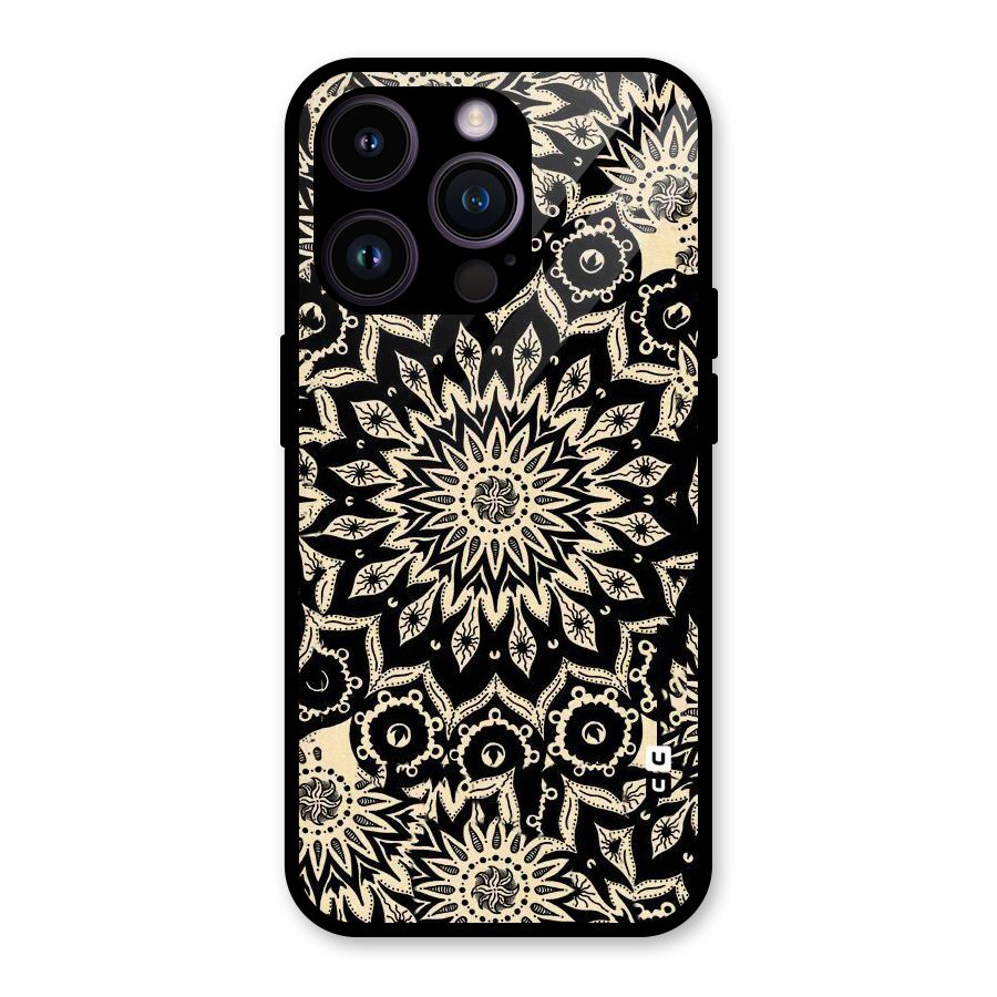 Golden Mandala Glass Back Case for iPhone 14 Pro