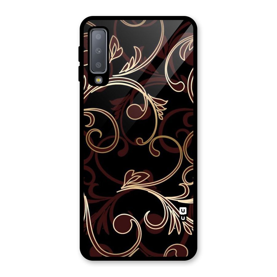 Golden Maroon Beauty Glass Back Case for Galaxy A7 (2018)