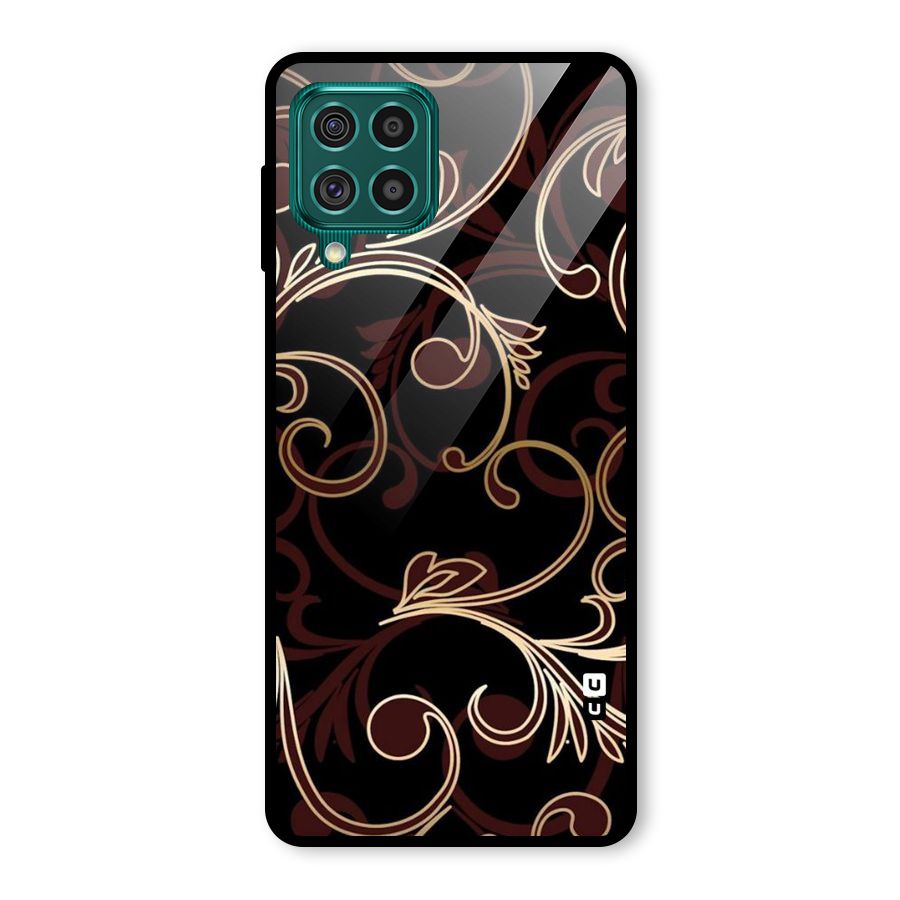 Golden Maroon Beauty Glass Back Case for Galaxy F62