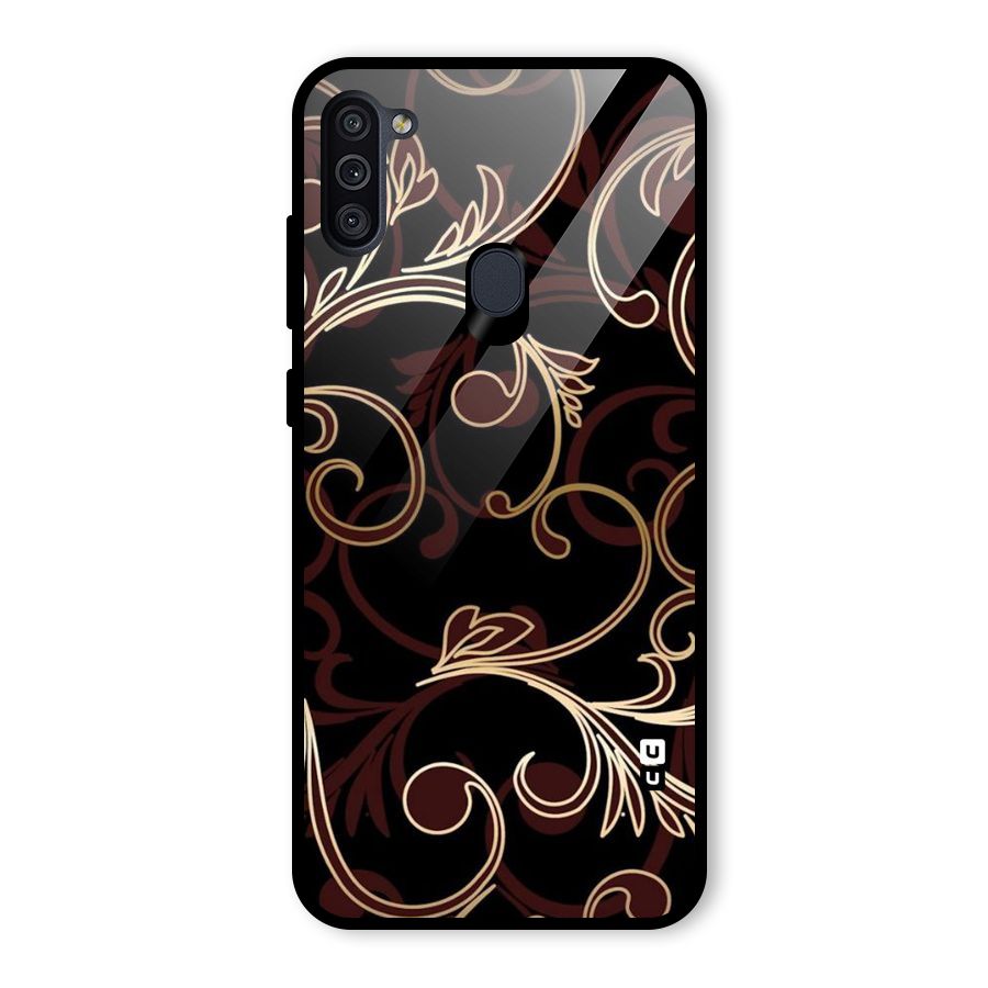 Golden Maroon Beauty Glass Back Case for Galaxy M11