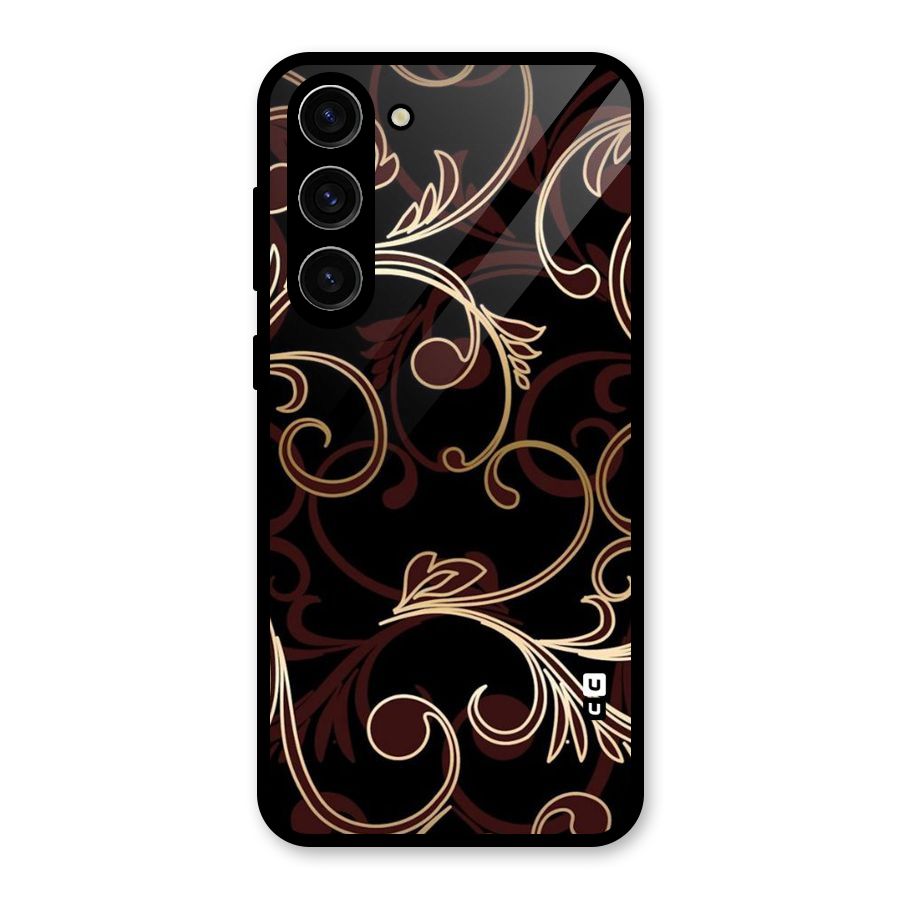 Golden Maroon Beauty Glass Back Case for Galaxy S23 Plus