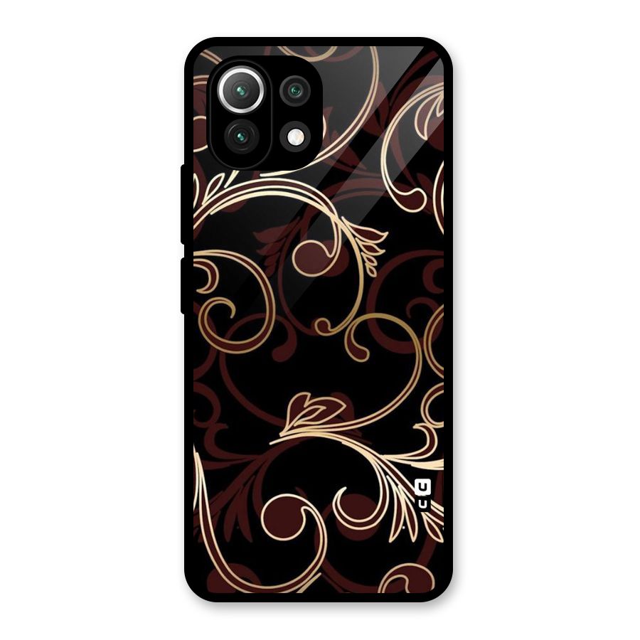 Golden Maroon Beauty Glass Back Case for Mi 11 Lite