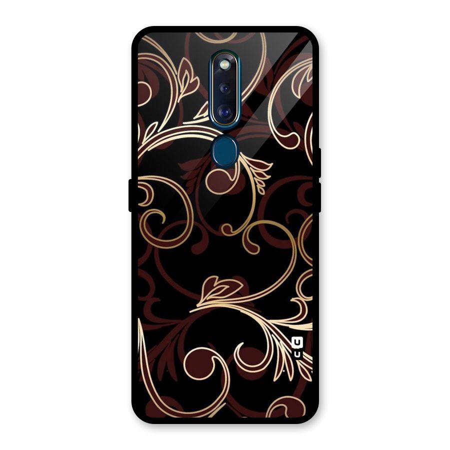 Golden Maroon Beauty Glass Back Case for Oppo F11 Pro