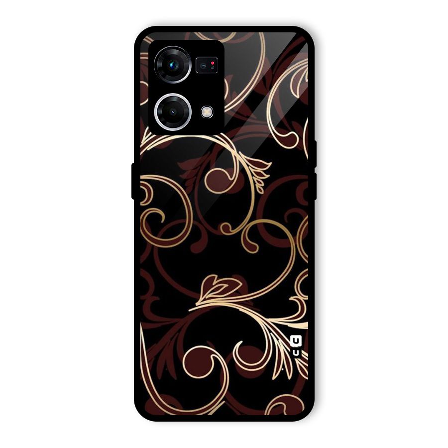 Golden Maroon Beauty Glass Back Case for Oppo F21 Pro 4G