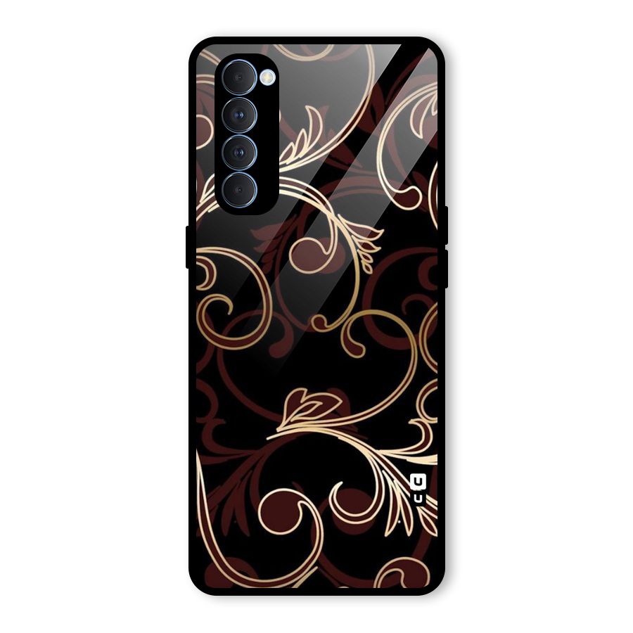 Golden Maroon Beauty Glass Back Case for Oppo Reno4 Pro