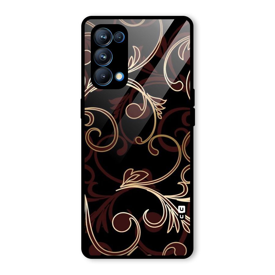 Golden Maroon Beauty Glass Back Case for Oppo Reno5 Pro 5G