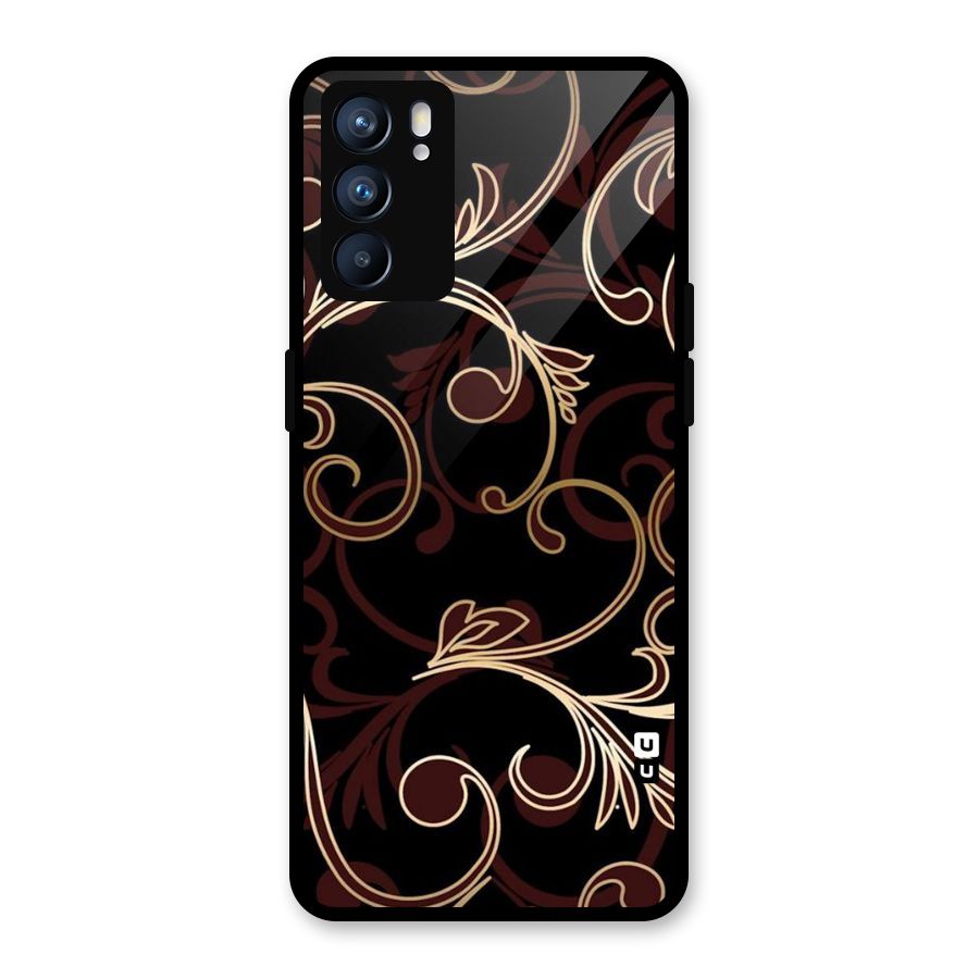 Golden Maroon Beauty Glass Back Case for Oppo Reno6 5G