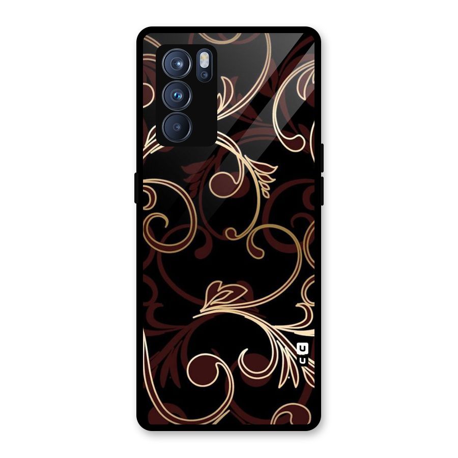 Golden Maroon Beauty Glass Back Case for Oppo Reno6 Pro 5G