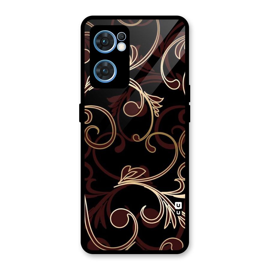 Golden Maroon Beauty Glass Back Case for Oppo Reno7 5G