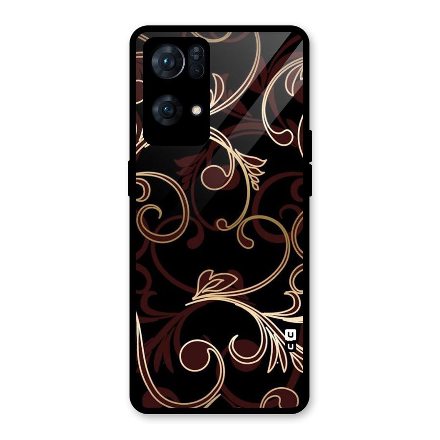 Golden Maroon Beauty Glass Back Case for Oppo Reno7 Pro 5G