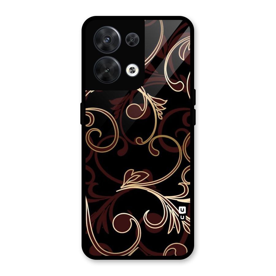 Golden Maroon Beauty Glass Back Case for Oppo Reno8 5G