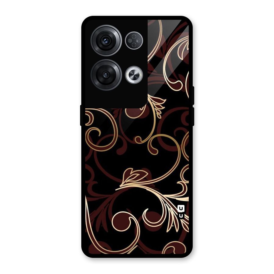 Golden Maroon Beauty Glass Back Case for Oppo Reno8 Pro 5G