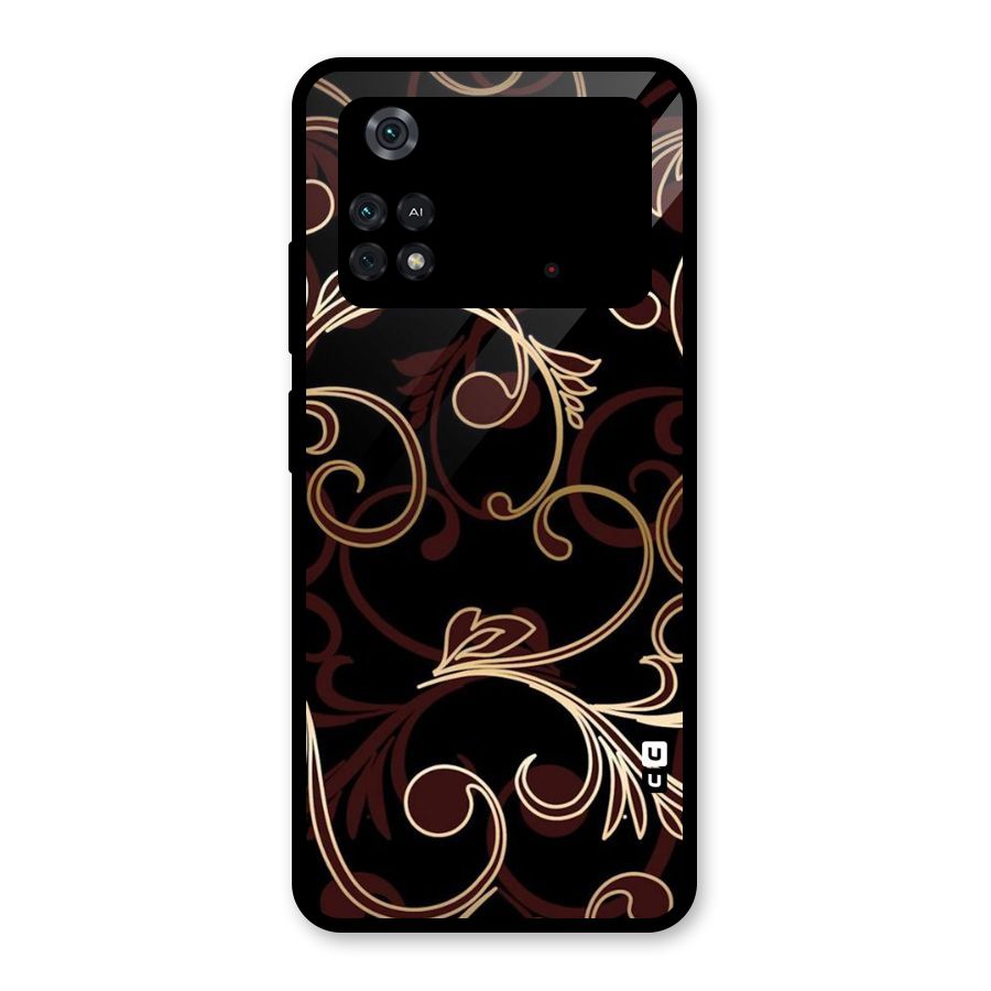 Golden Maroon Beauty Glass Back Case for Poco M4 Pro 4G