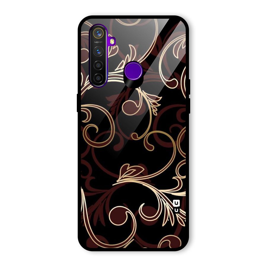 Golden Maroon Beauty Glass Back Case for Realme 5 Pro