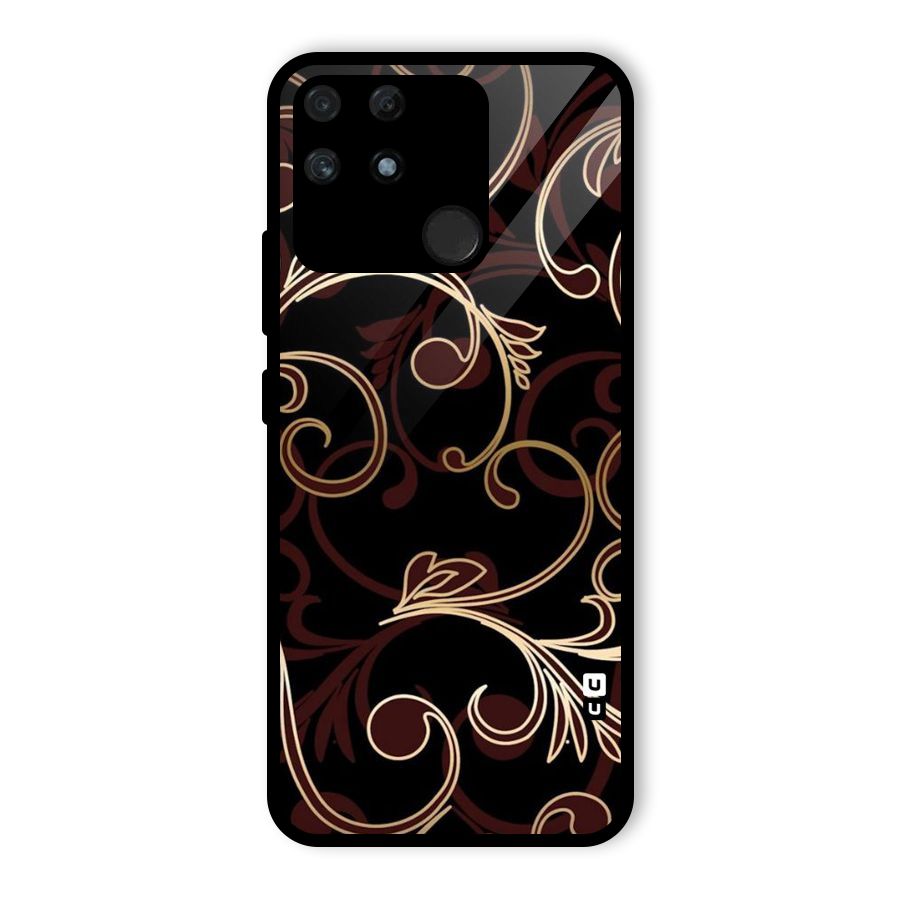 Golden Maroon Beauty Glass Back Case for Realme Narzo 50A