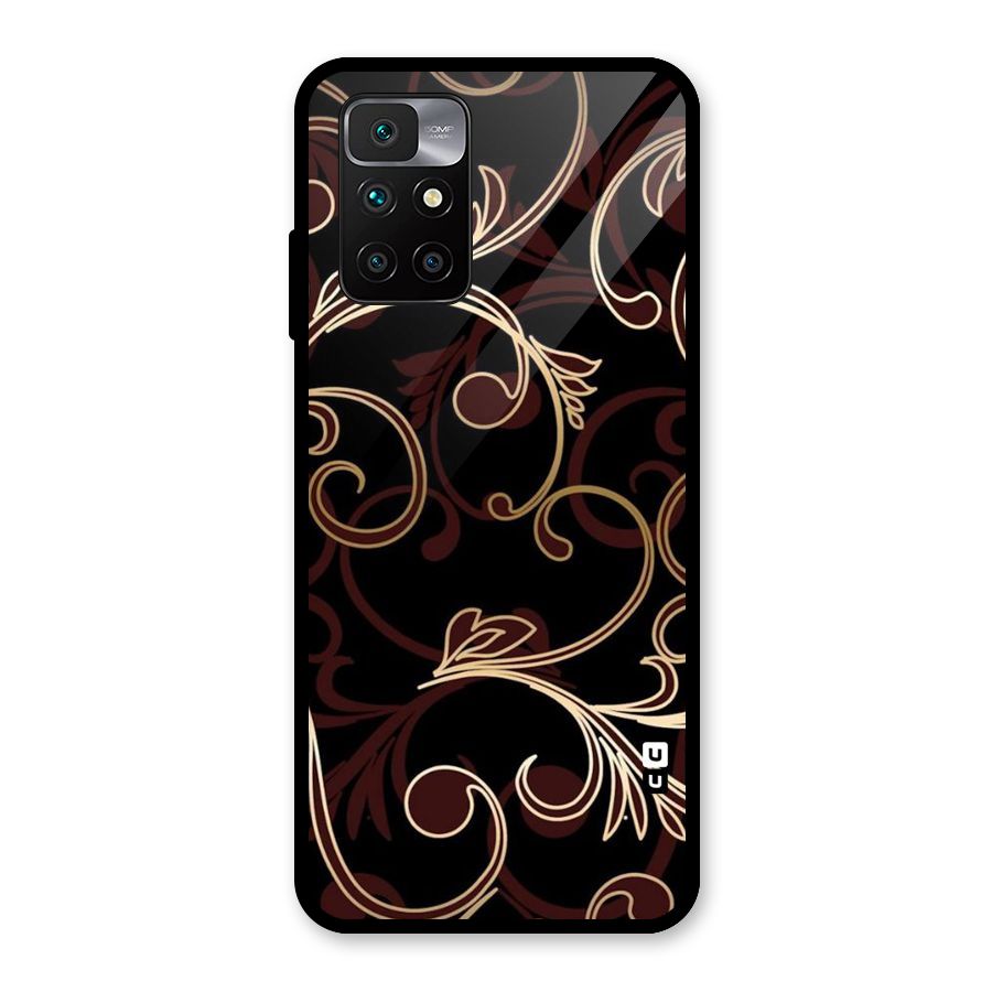 Golden Maroon Beauty Glass Back Case for Redmi 10 Prime