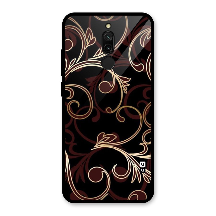Golden Maroon Beauty Glass Back Case for Redmi 8