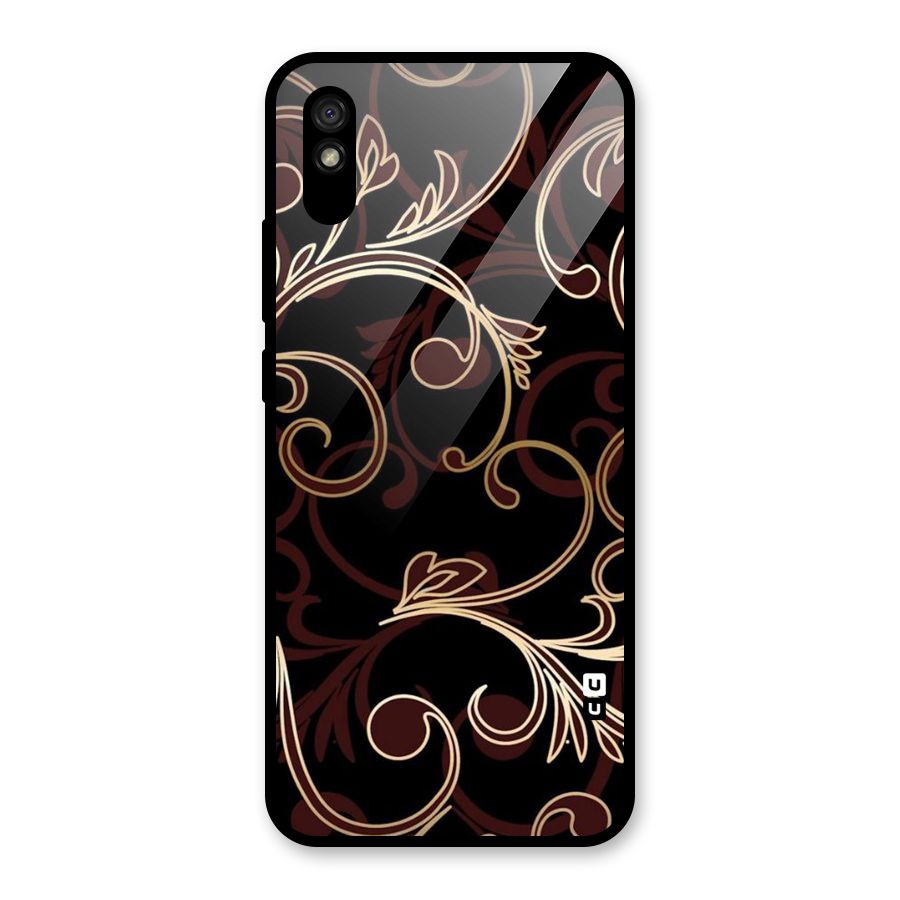 Golden Maroon Beauty Glass Back Case for Redmi 9A