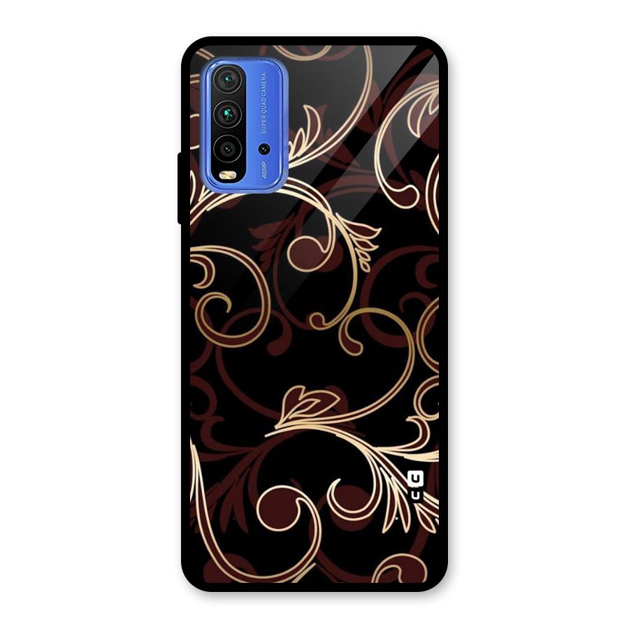 Golden Maroon Beauty Glass Back Case for Redmi 9 Power