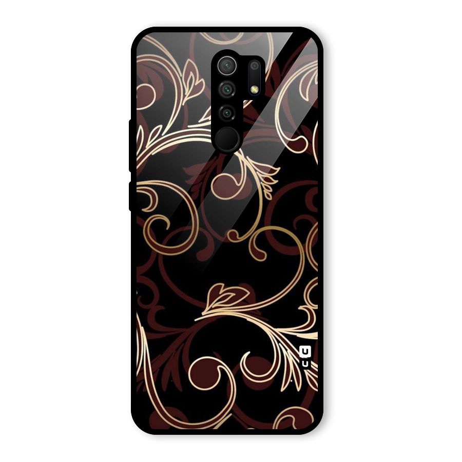 Golden Maroon Beauty Glass Back Case for Redmi 9 Prime