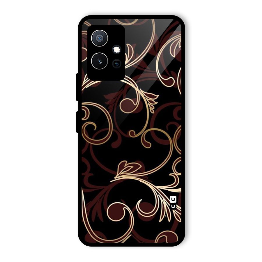 Golden Maroon Beauty Glass Back Case for Vivo T1 5G