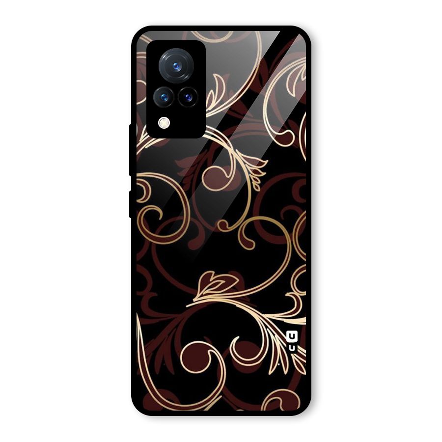 Golden Maroon Beauty Glass Back Case for Vivo V21 5G