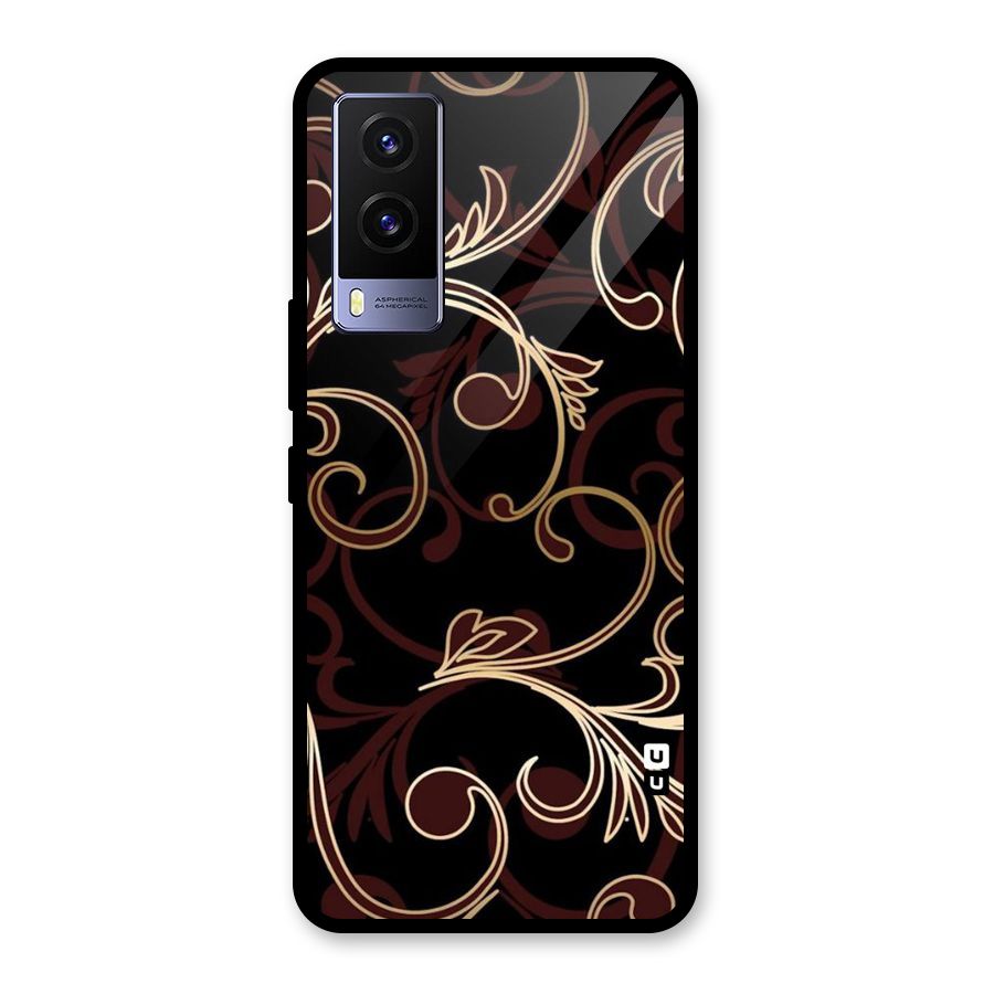 Golden Maroon Beauty Glass Back Case for Vivo V21e 5G